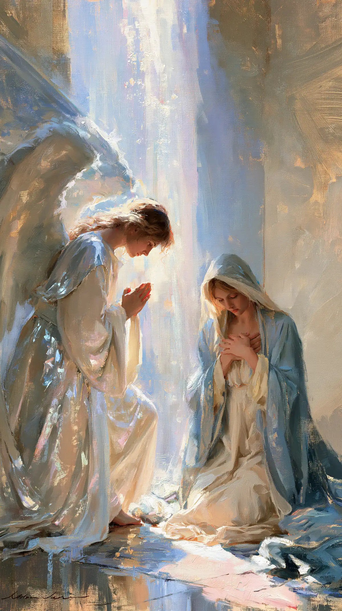 the Annunciation in an impressionist atmosphere in Impressionist style, portrait Christian artwork no. 3