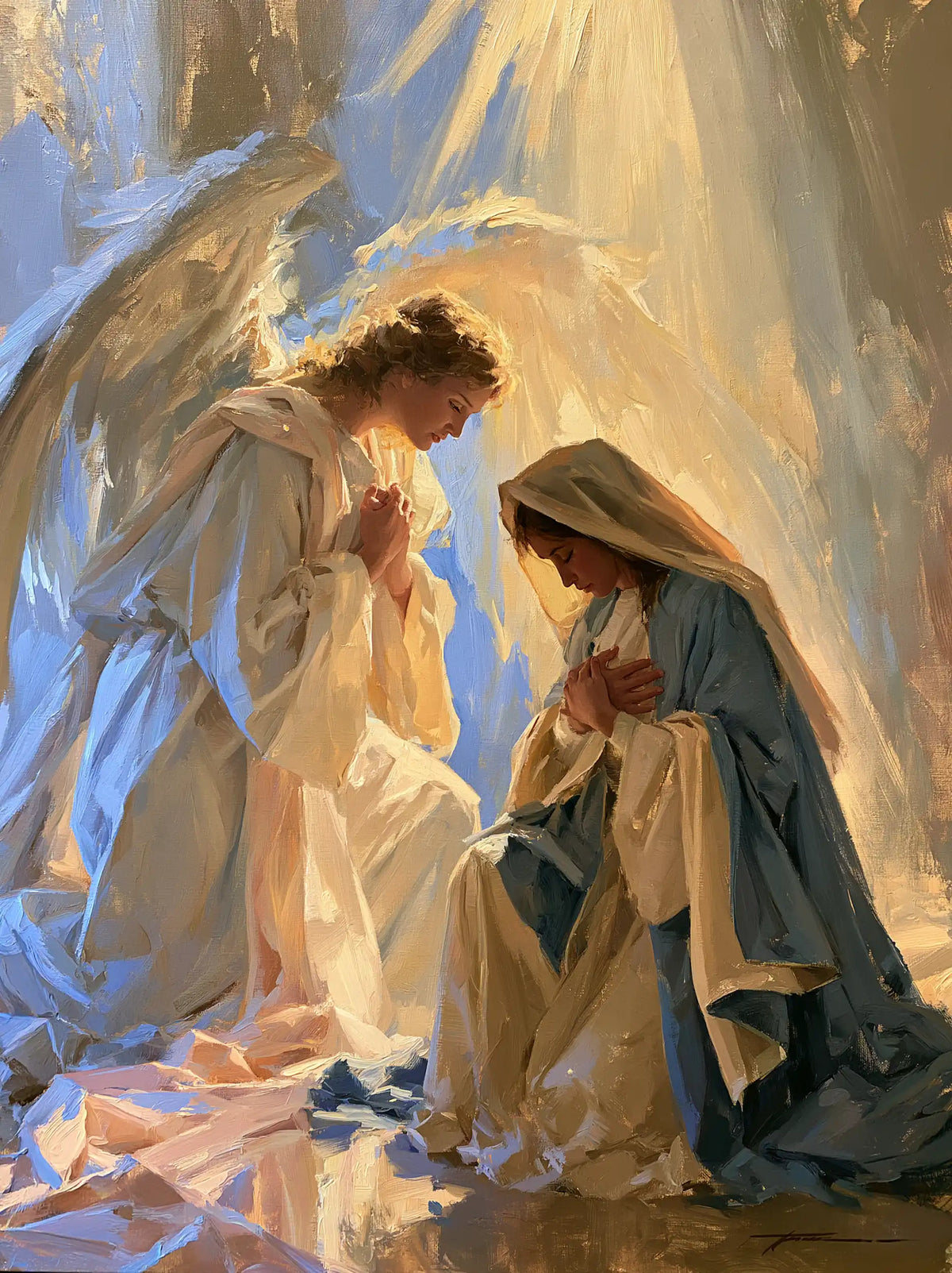 the Annunciation in an impressionist atmosphere in Impressionist style, portrait Christian artwork no. 20