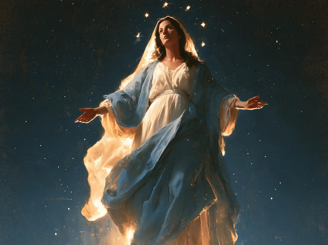 The Assumption of Mary — The Golden Veil in the Starry Night