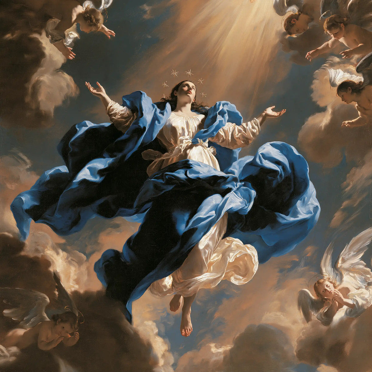 The Assumption of Mary — Blue Unfurled Beneath Slanting Daylight