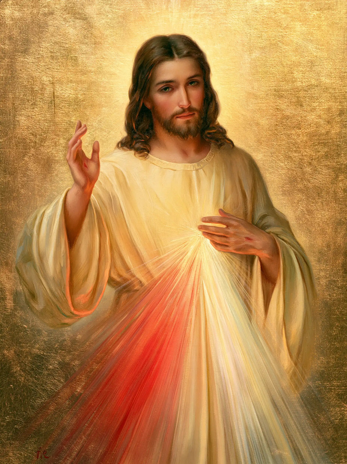 Divine Mercy Jesus — Grace in Honeyed Folds