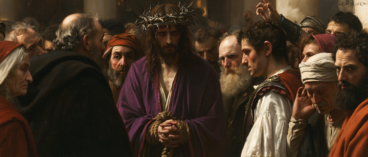 Ecce Homo — Clasped Fingers Beside the White Sleeve