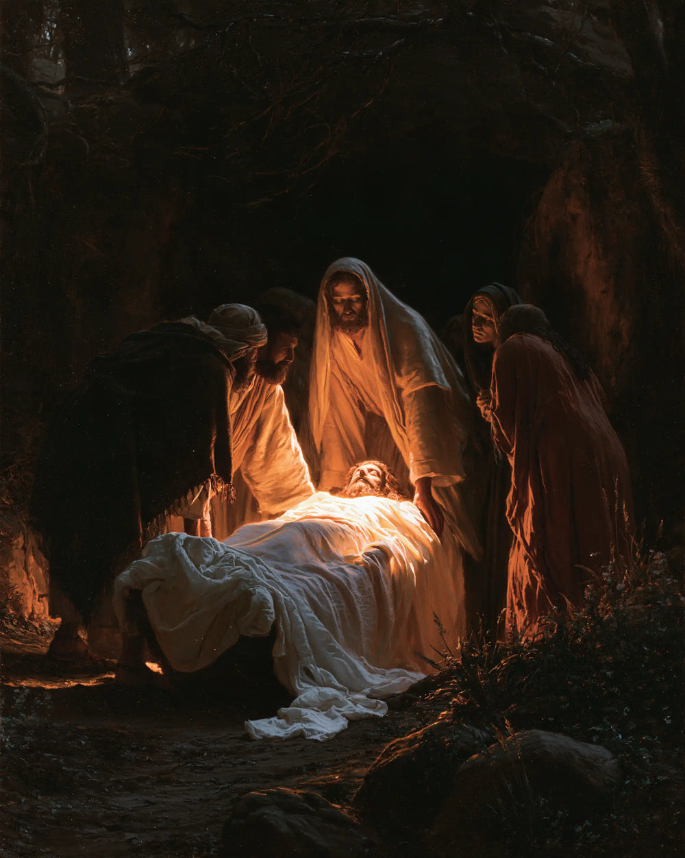 Entombment of Jesus Christ in Divine Light style, portrait Christian artwork no. 19