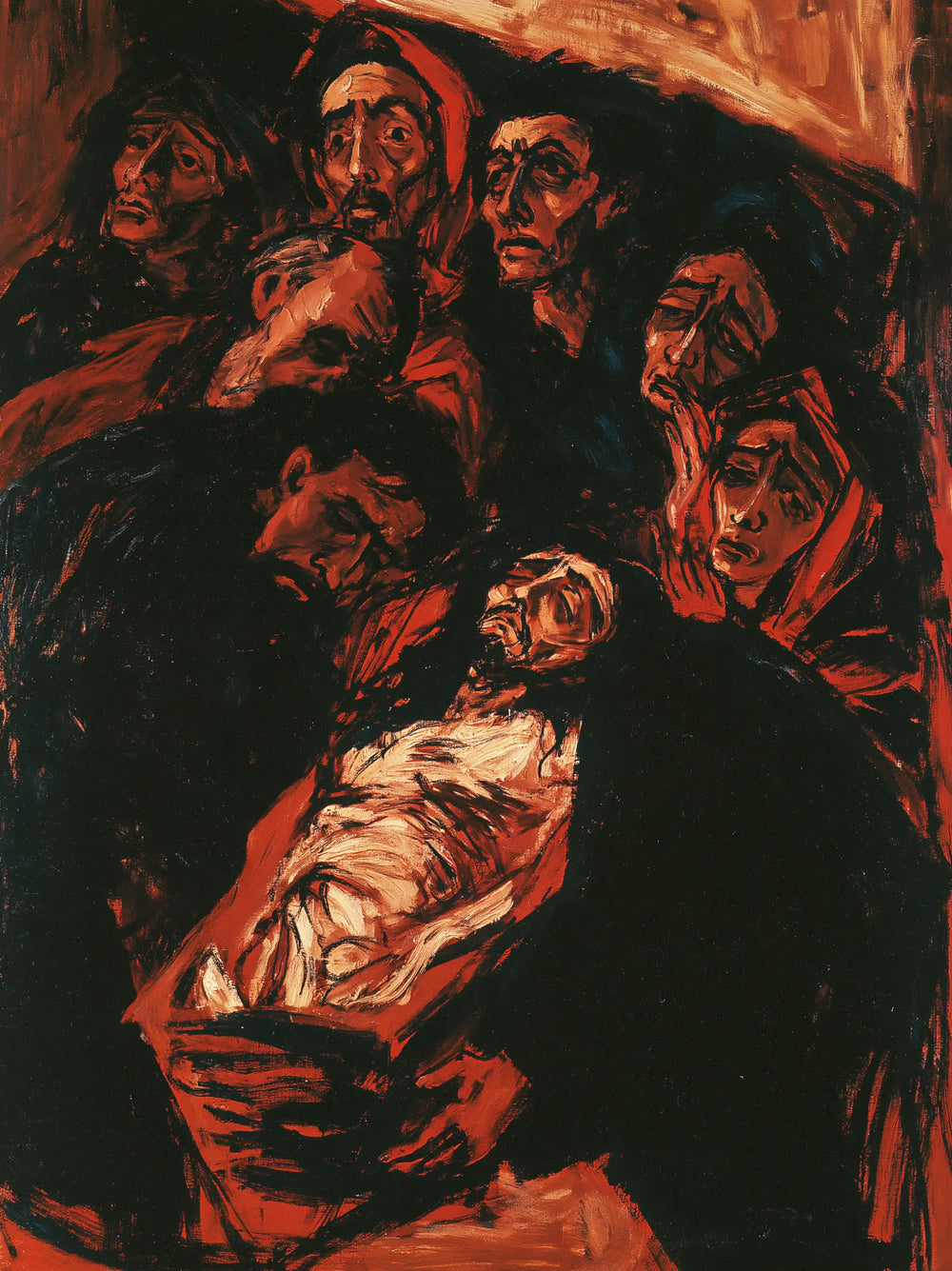 Entombment of Jesus Christ in Expressionist style, portrait Christian artwork no. 18