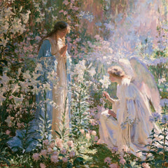 Garden of Quiet Lilies – Impressionist Annunciation · Square