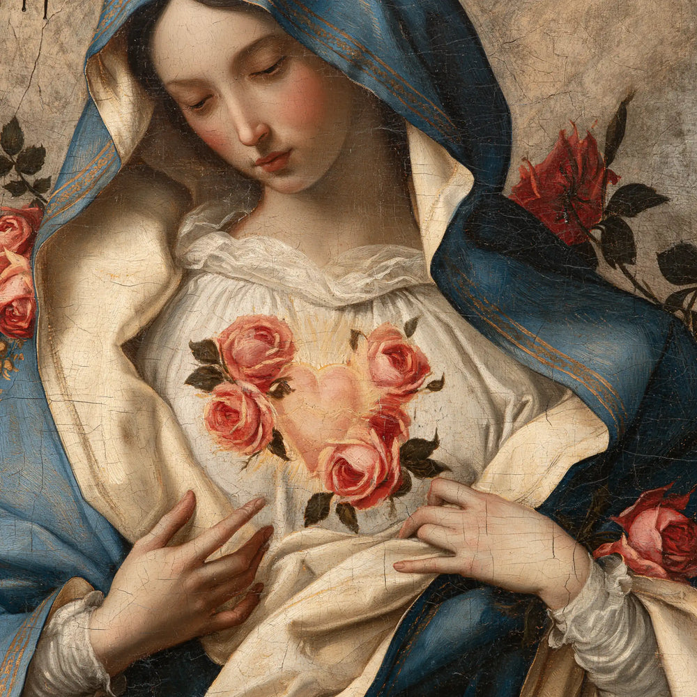the Immaculate Heart of Mary in Florentine Renaissance style in Florentine Renaissance style, square Christian artwork no. 11
