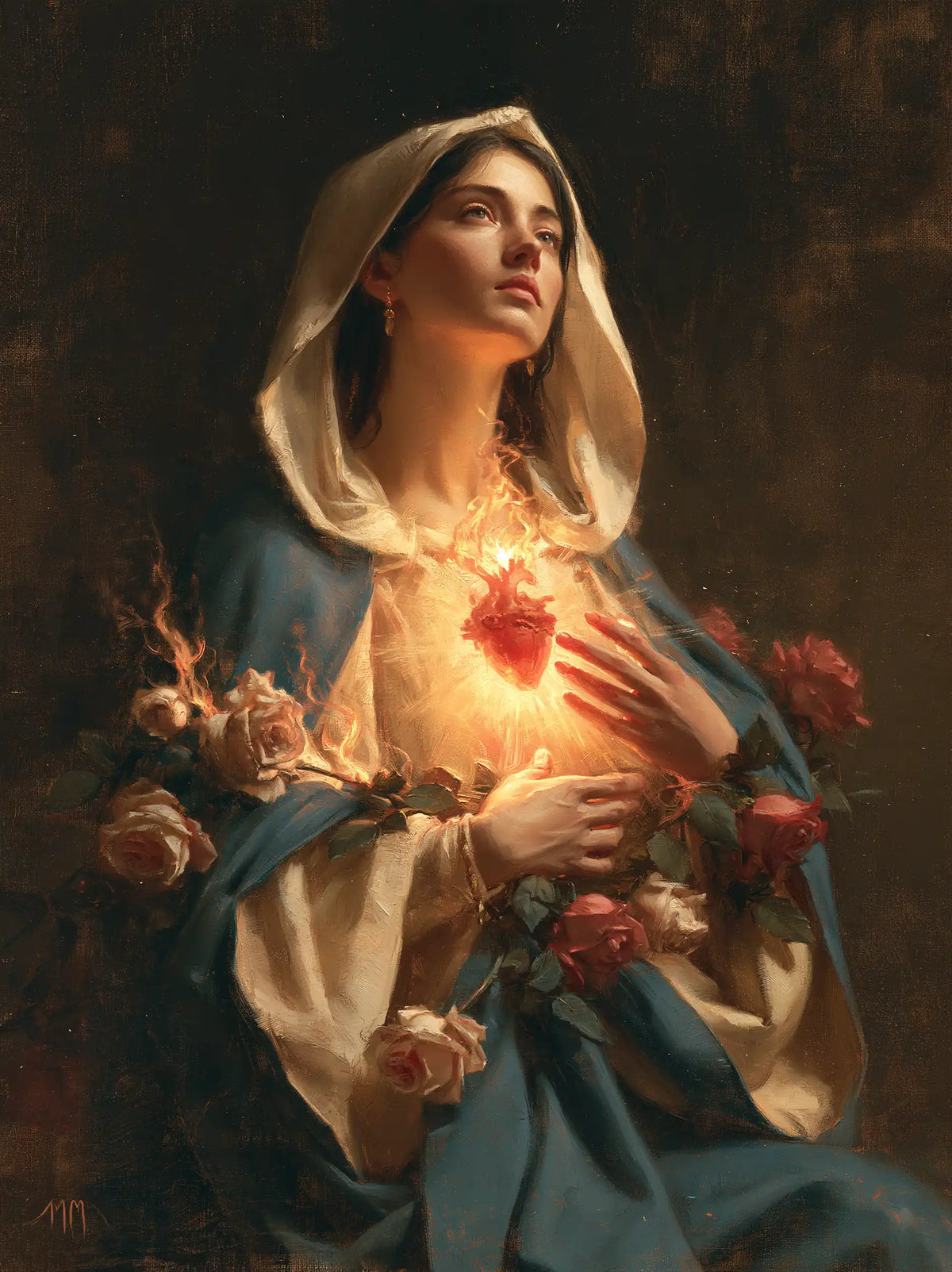 The Immaculate Heart of Mary — The Gaze Raised Above the Fire