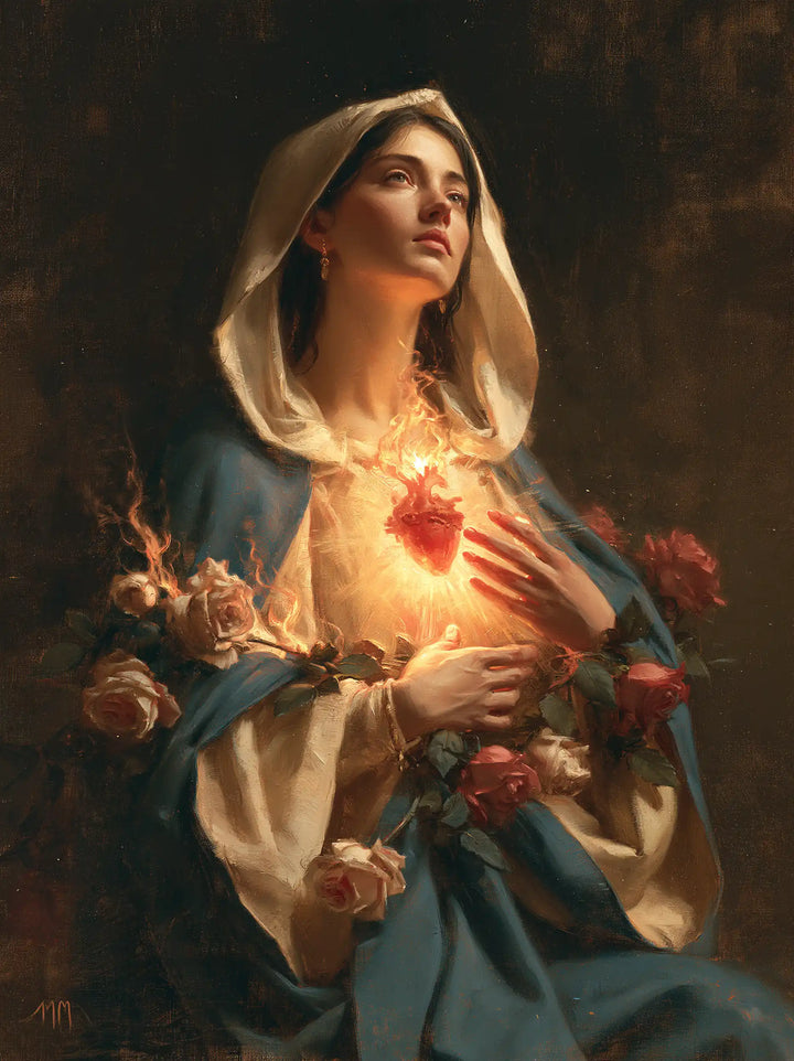 The Immaculate Heart of Mary — The Gaze Raised Above the Fire
