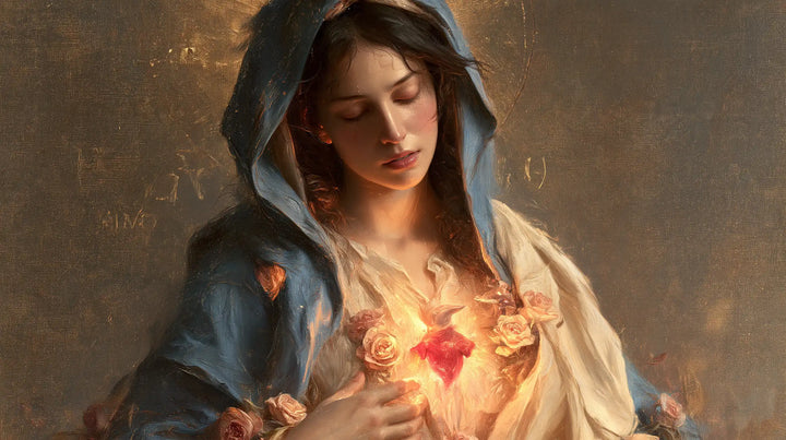 The Immaculate Heart of Mary — Tender Light Beneath Closed Eyes