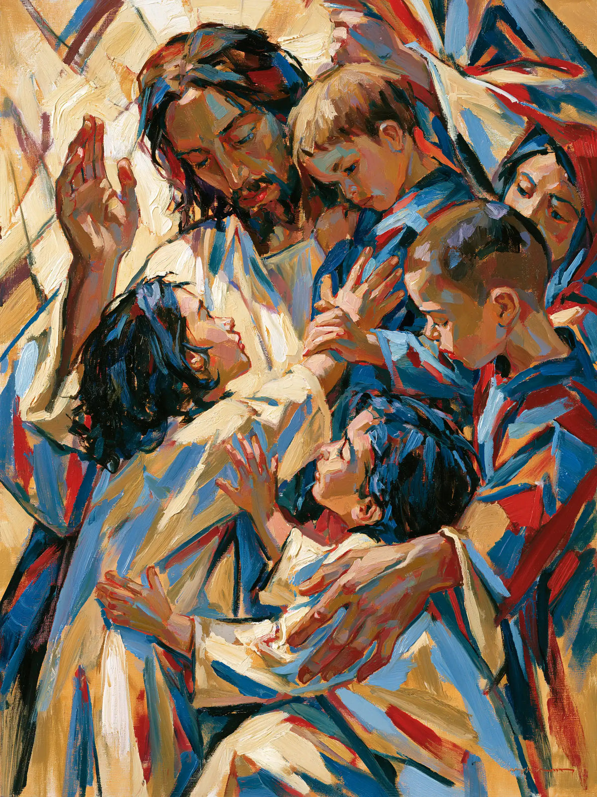 Jesus and the Children — Tenderness in Stained-Glass Gleams