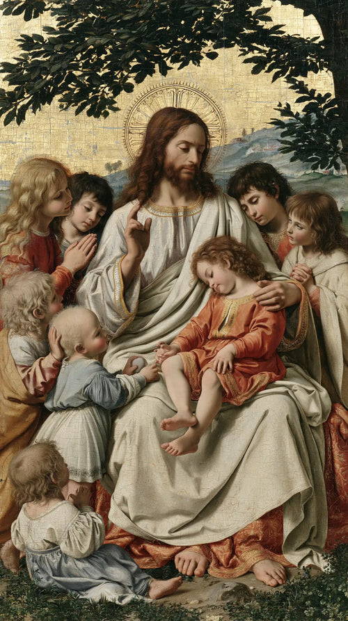 Jesus with children in Florentine Renaissance style in Florentine Renaissance style, portrait Christian artwork no. 3