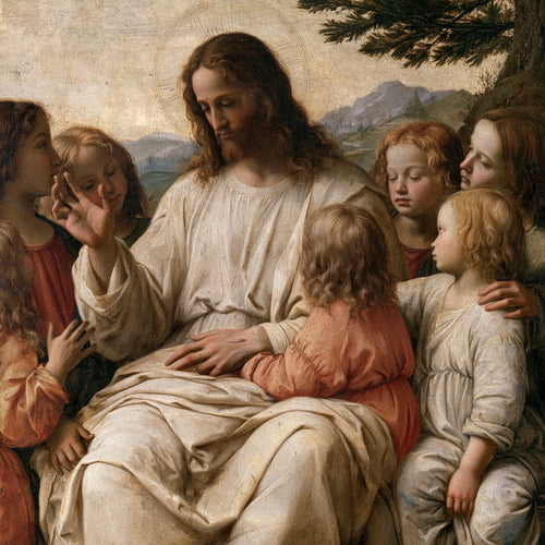 Jesus with children in Florentine Renaissance style in Florentine Renaissance style, square Christian artwork no. 5