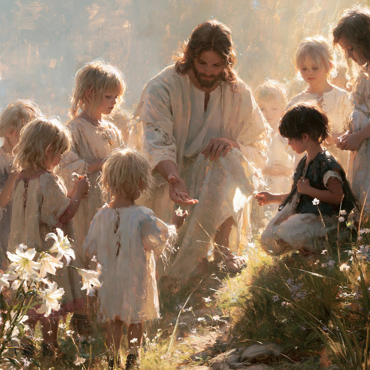 Jesus and the Children — The Child in Black and White in the Glade