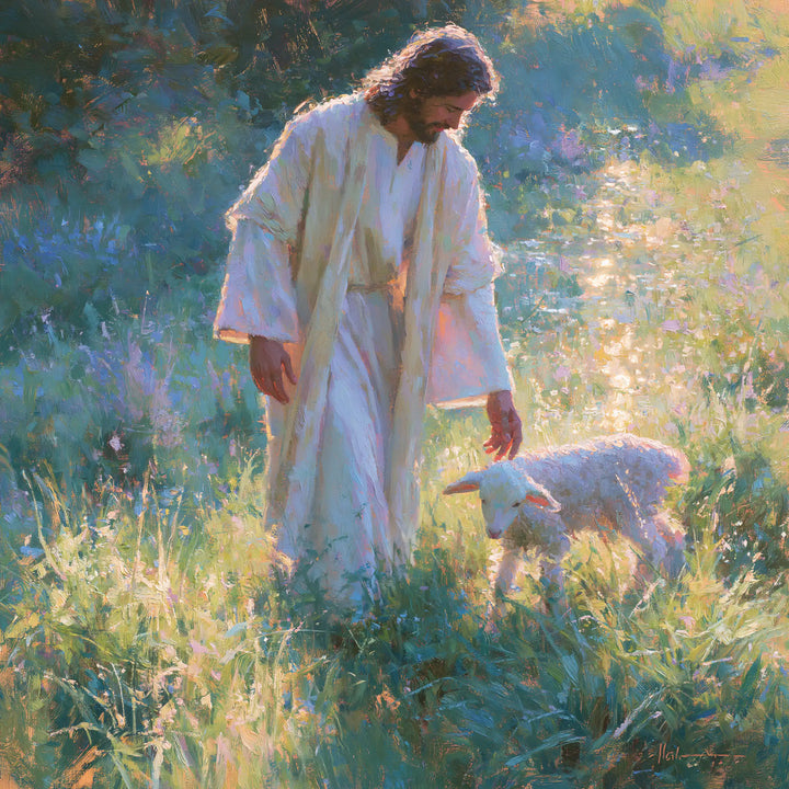 Jesus and the Lamb - Impressionist · Square n° 1
