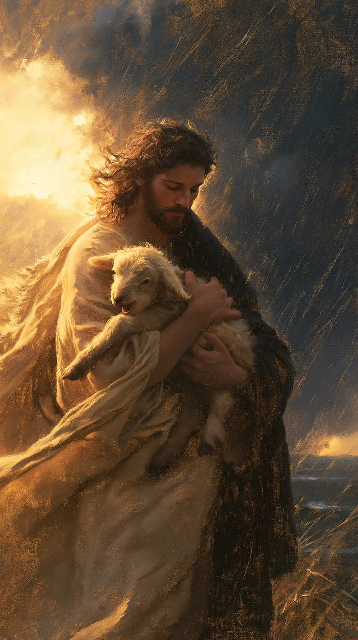 Jesus and the Lamb - Jesus Protecting the Lamb · Portrait n° 8