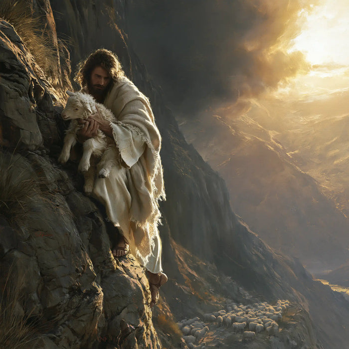 Jesus and the Lamb - Jesus Saving the Lamb · Square n° 1