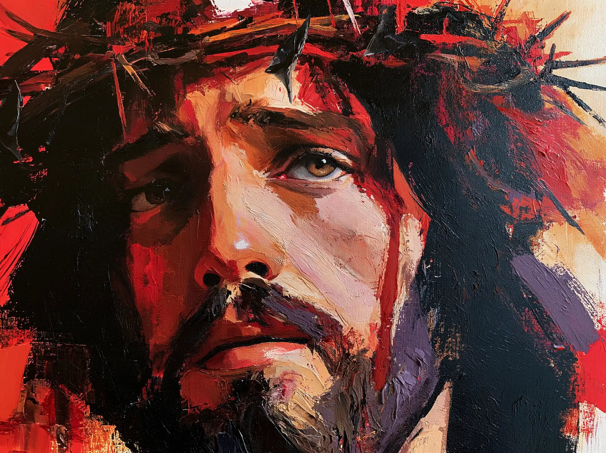 Jesus Crowned with Thorns — The Face in Shattered Red