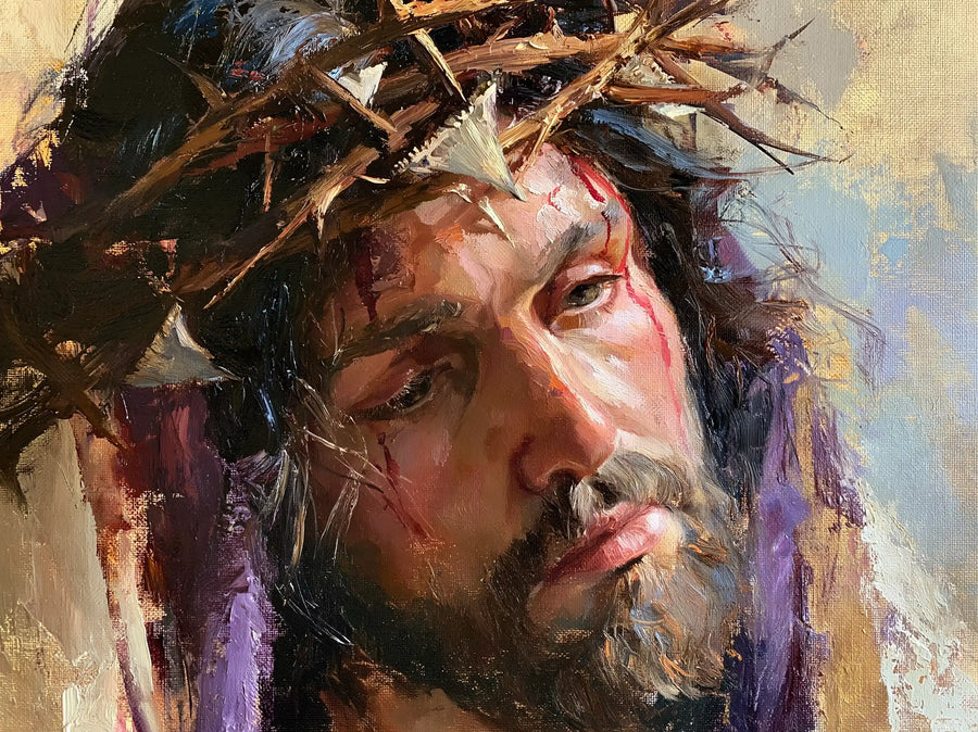 Jesus Crowned with Thorns — Sorrow Inclined in Tender Colors