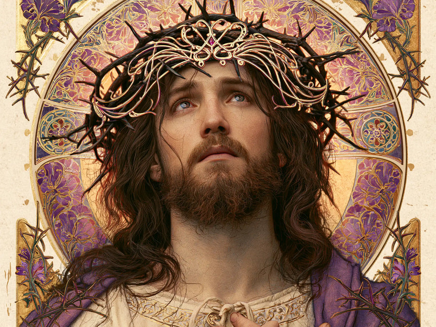 Jesus Crowned with Thorns — The Nimbus with Lavender Flowers