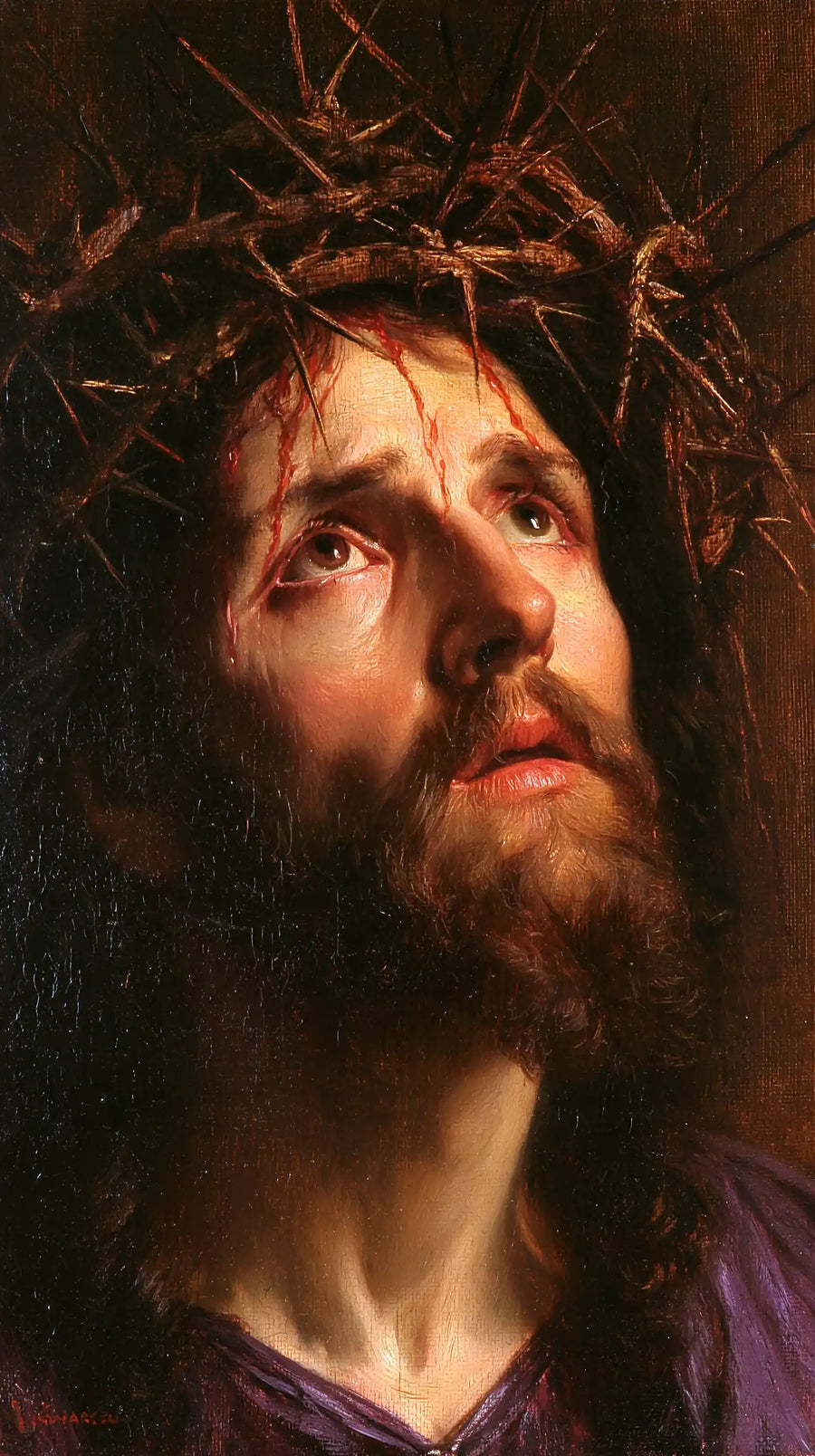 Jesus Crowned with Thorns — The Eyes’ Prayer in Warm Brown