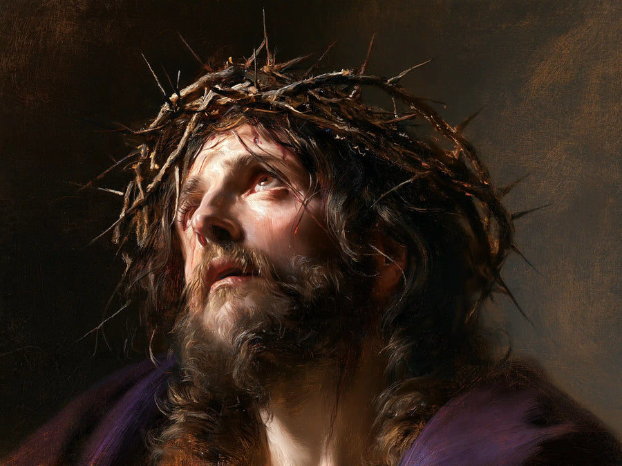 Jesus Crowned with Thorns — Brown Curls in a Breath of Light