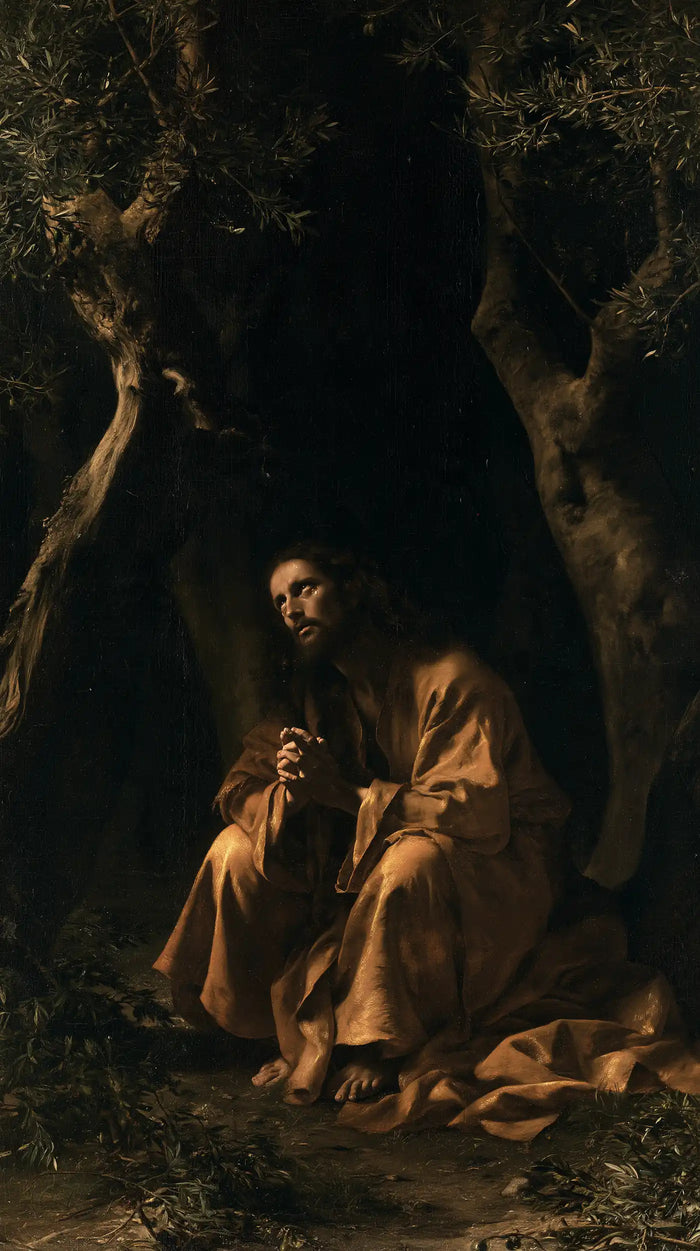 Jesus in Gethsemane - Black and Gold · Portrait n° 2