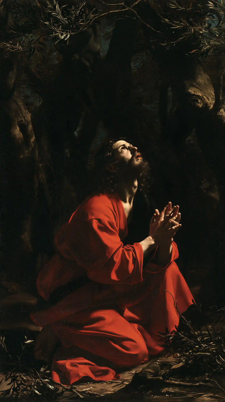 Jesus in Gethsemane — Palms toward the Treetops