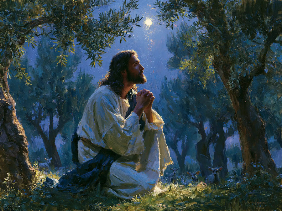 Jesus in Gethsemane — The Moon above Joined Hands