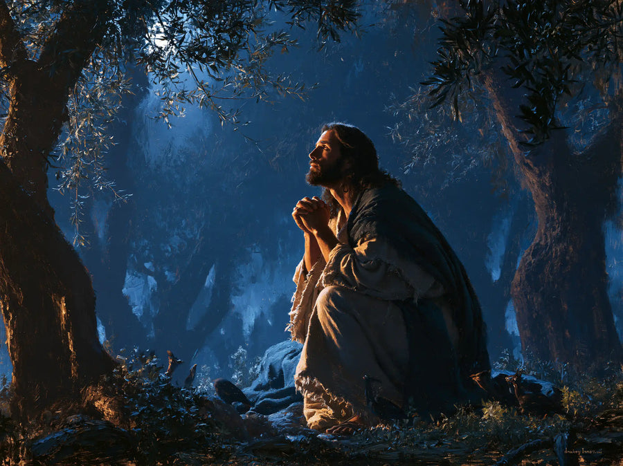 Jesus in Gethsemane — The Face Warmed in the Cold Night