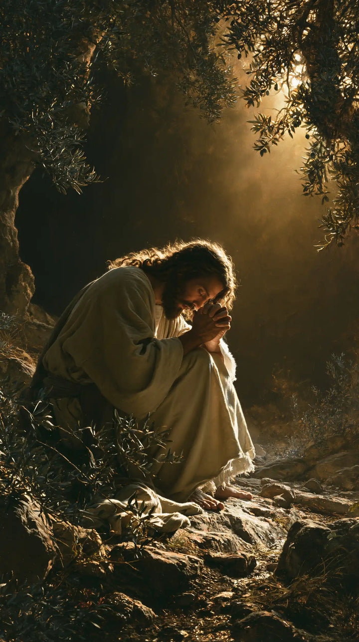 Jesus in Gethsemane — Prayer beneath the Solitary Ray