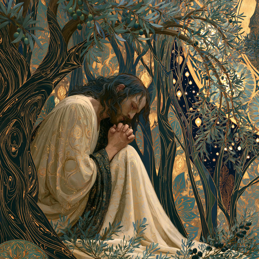 Jesus in Gethsemane - Sacred Art Nouveau · Square n° 4