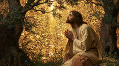 Jesus in Gethsemane — Hope before Sunlit Foliage
