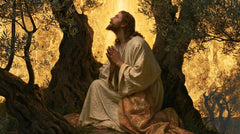 Jesus in Gethsemane — The Gaze in Amber-Embroidered Folds