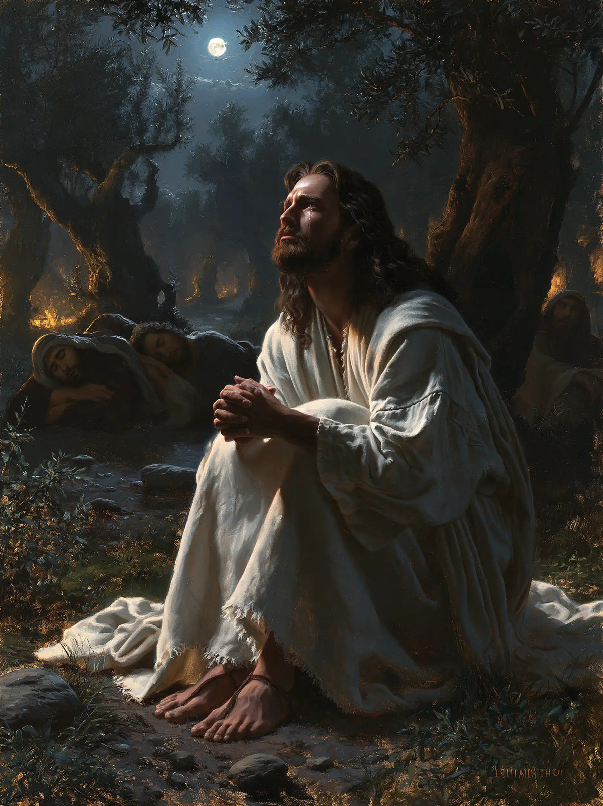 Jesus in Gethsemane - Jesus and the Sleeping Apostles · Portrait n° 14