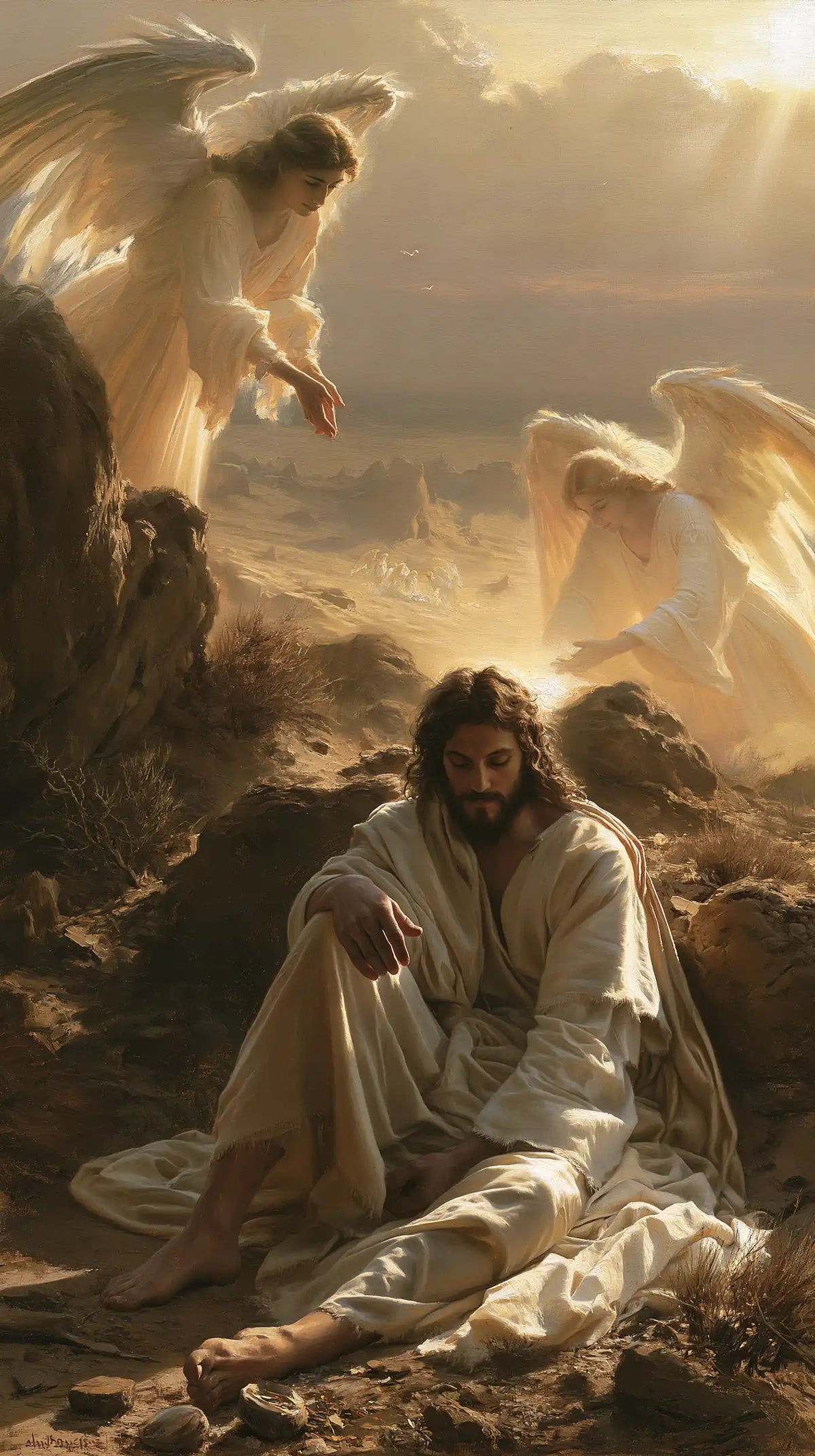 Jesus in the Desert — Solitude Visited by Wings