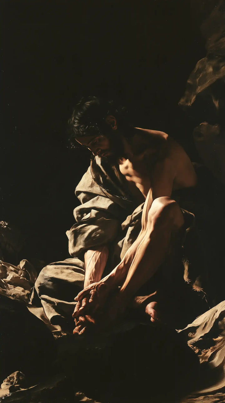 Jesus in the Desert - Caravaggio Tenebrism · Portrait n° 4