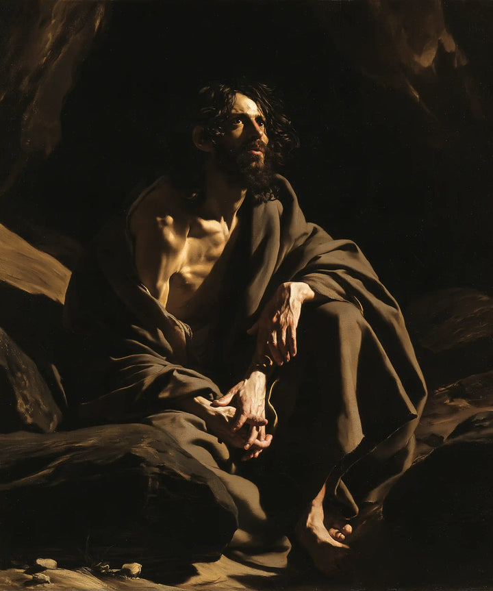 Jesus in the Desert - Caravaggio Tenebrism · Portrait n° 19