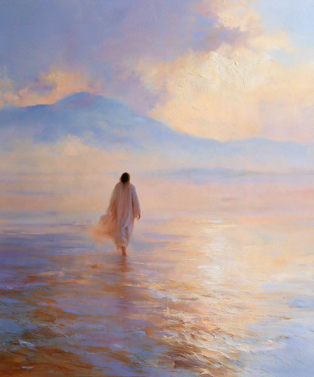 Jesus in the desert during the temptation in Impressionist style, portrait Christian artwork no. 28