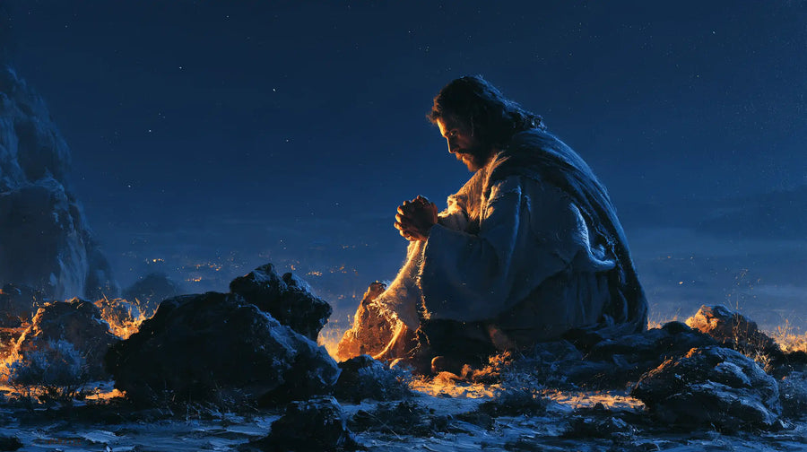 Jesus in the Desert - Midnight Blue Chiaroscuro · Landscape n° 14
