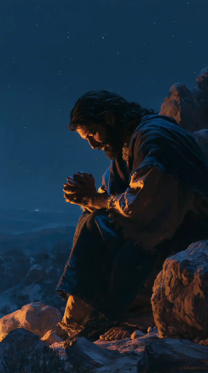 Jesus in the Desert - Midnight Blue Chiaroscuro · Portrait n° 16