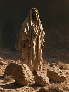 Jesus in the Desert — The Pale Veil before the Wall of Night