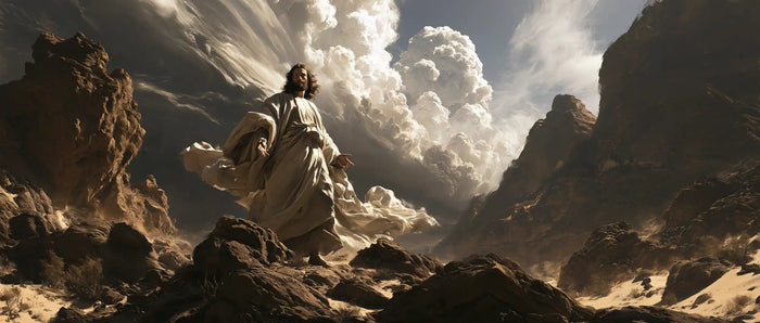 Jesus in the Desert — The Walk beneath the Sky’s White Plumes