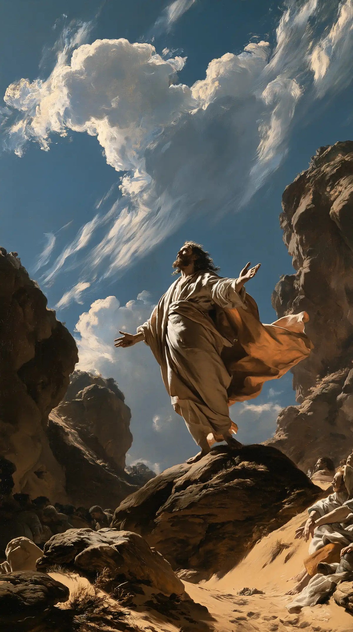Jesus in the Desert — The Lifted Gaze in the Azure Rift