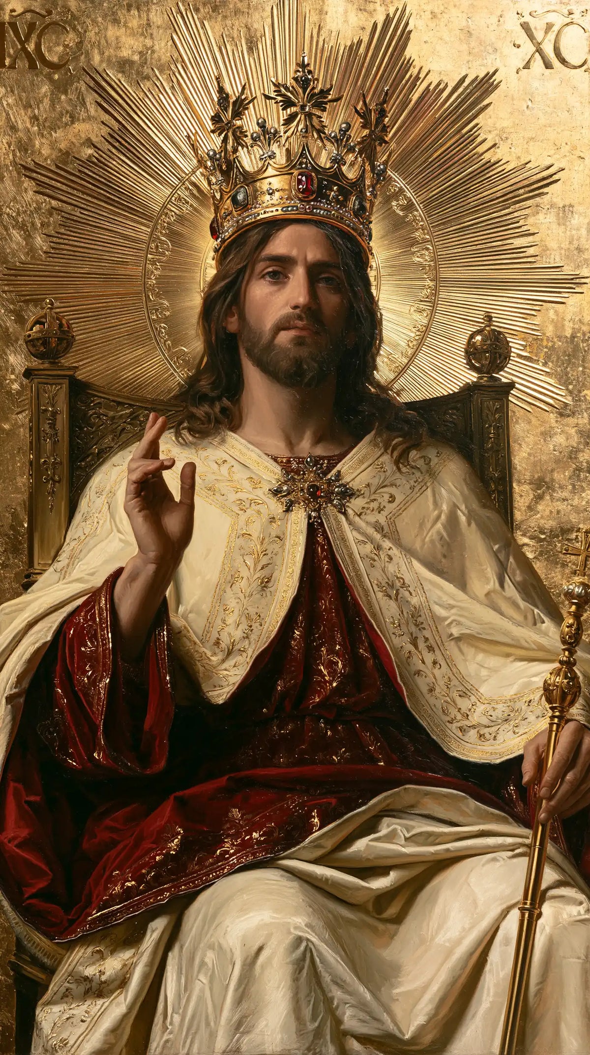 Jesus the King — The Face Beneath Bronze-Brown Rays