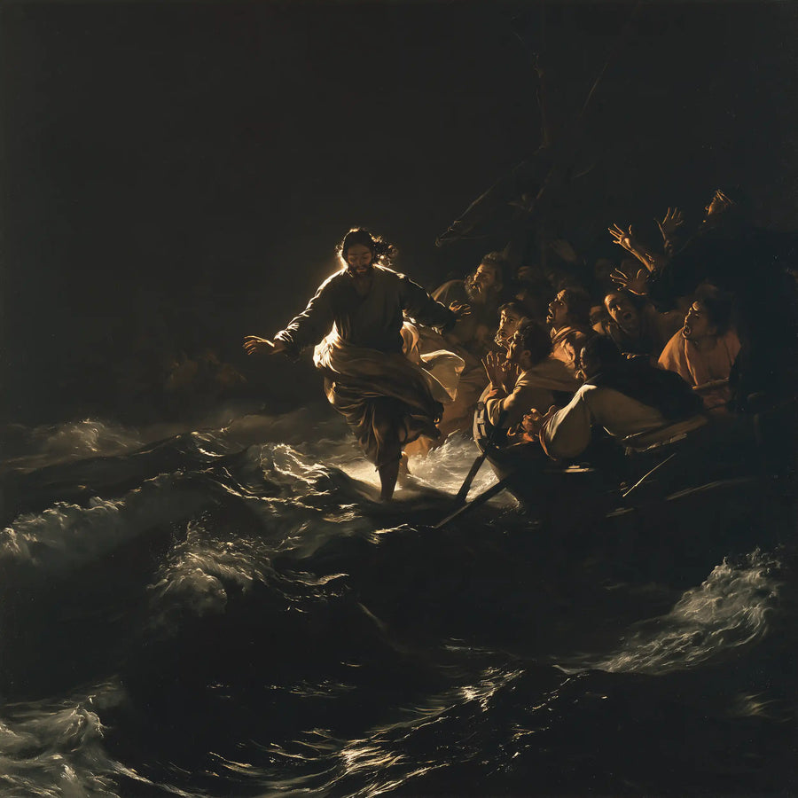 Jesus Walking on Water - Caravaggio Tenebrism · Square n° 1