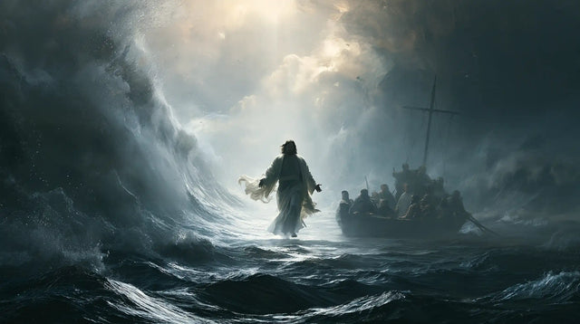 Jesus Walking on Water — The Blue Opening beyond the Wave