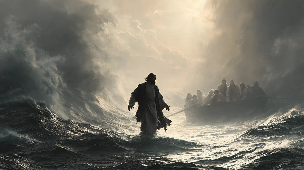 Jesus Walking on Water — The Silhouette at the Edge of Grey Dawn