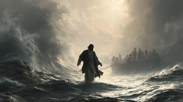 Jesus Walking on Water — The Silhouette at the Edge of Grey Dawn
