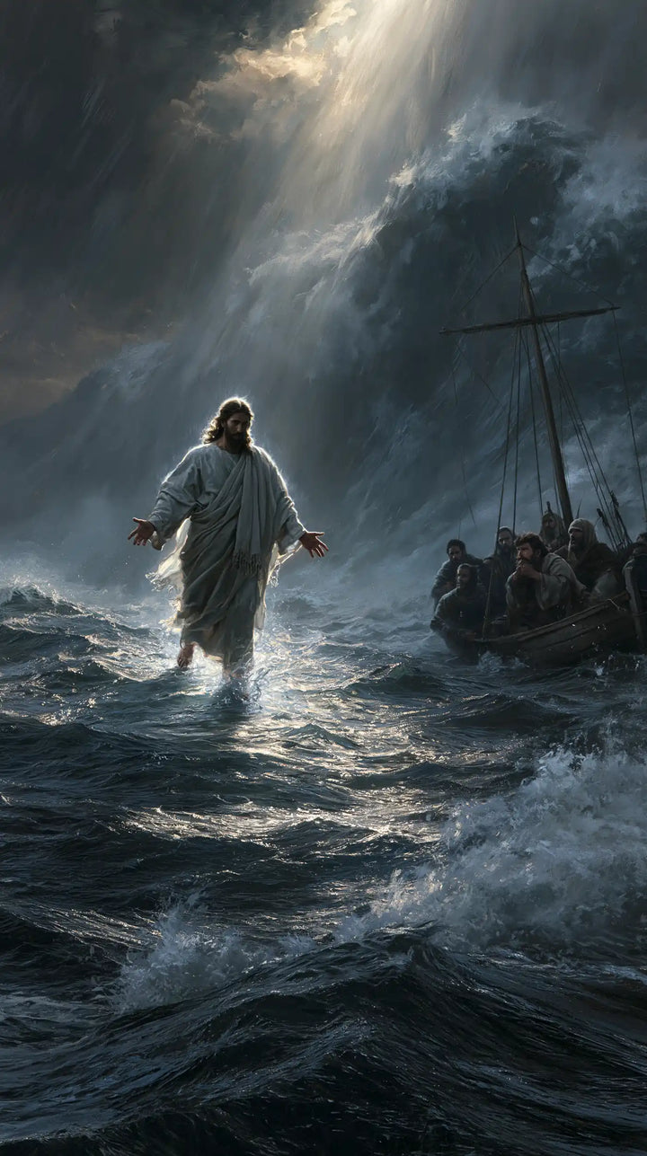 Jesus Walking on Water — Calm beneath the Vault of Rain