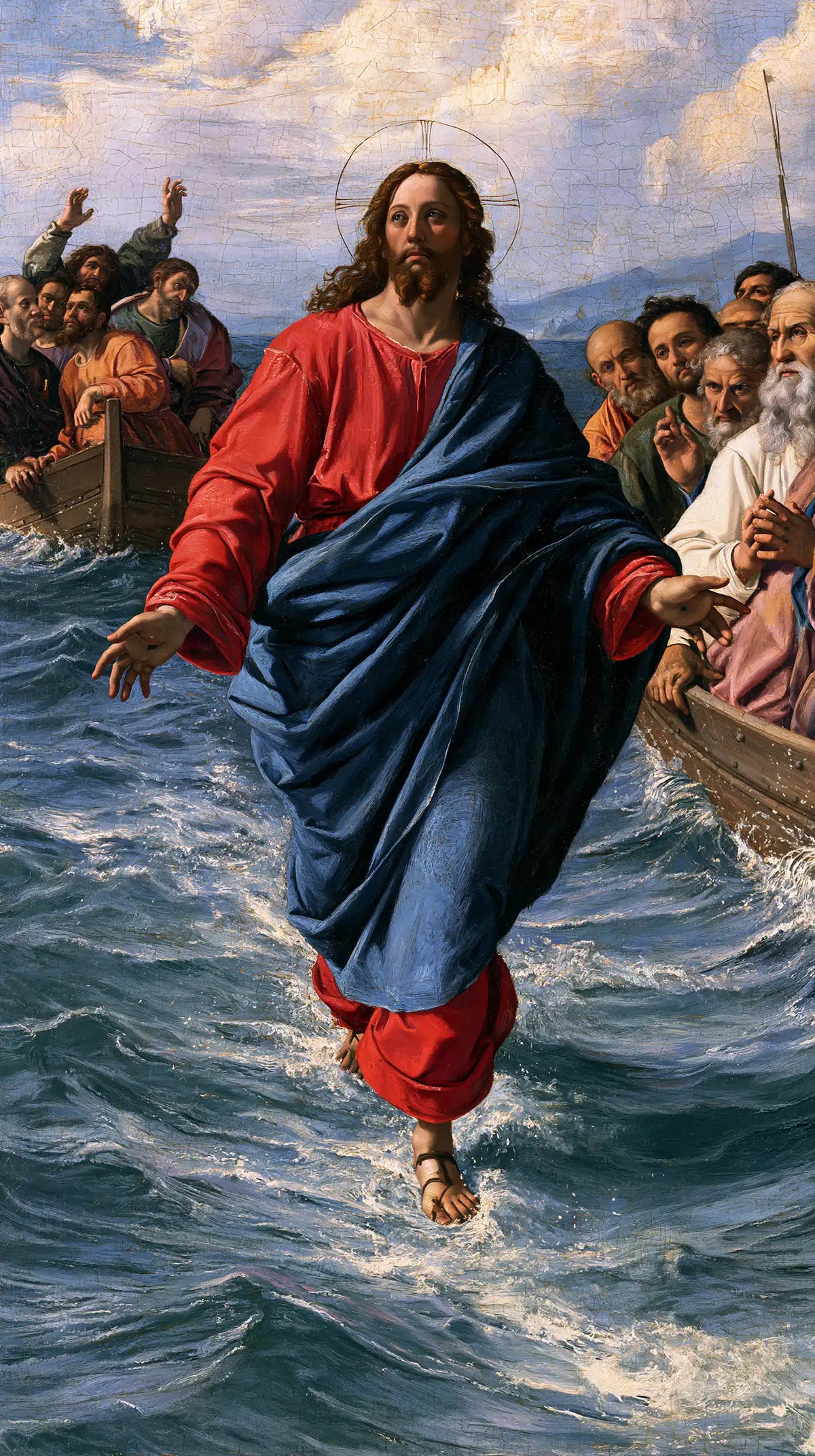 Jesus Walking on Water — Indigo along the White Wake